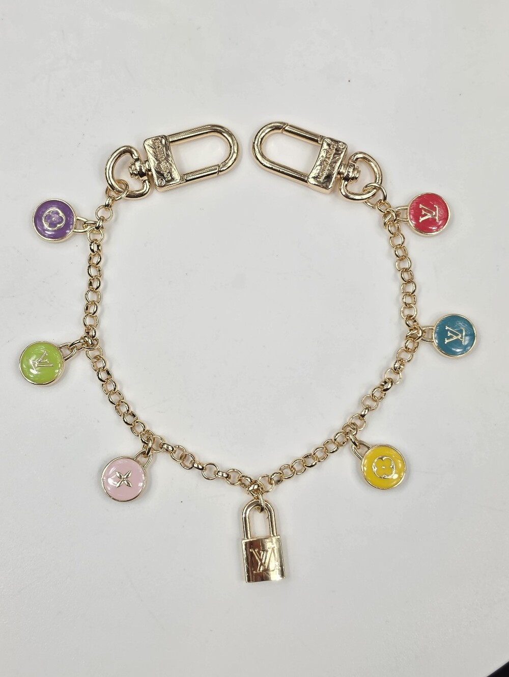 Louis Vuitton Women Gold Tone Multicolor Logo Chain Bag Charm